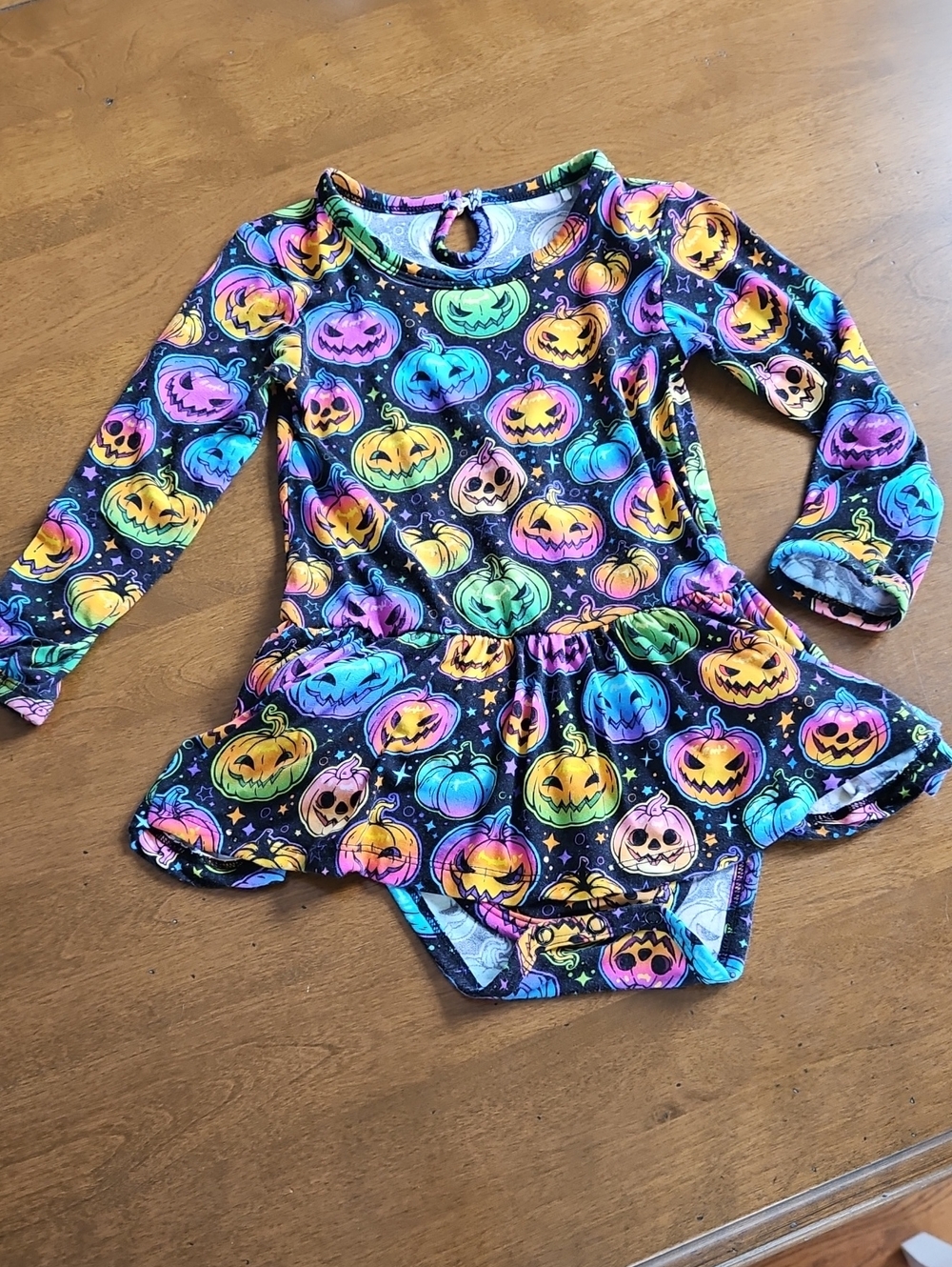 Bums & Roses Halloween Pumpkin Skater Dress - Colorful Jack-O'-Lantern Print